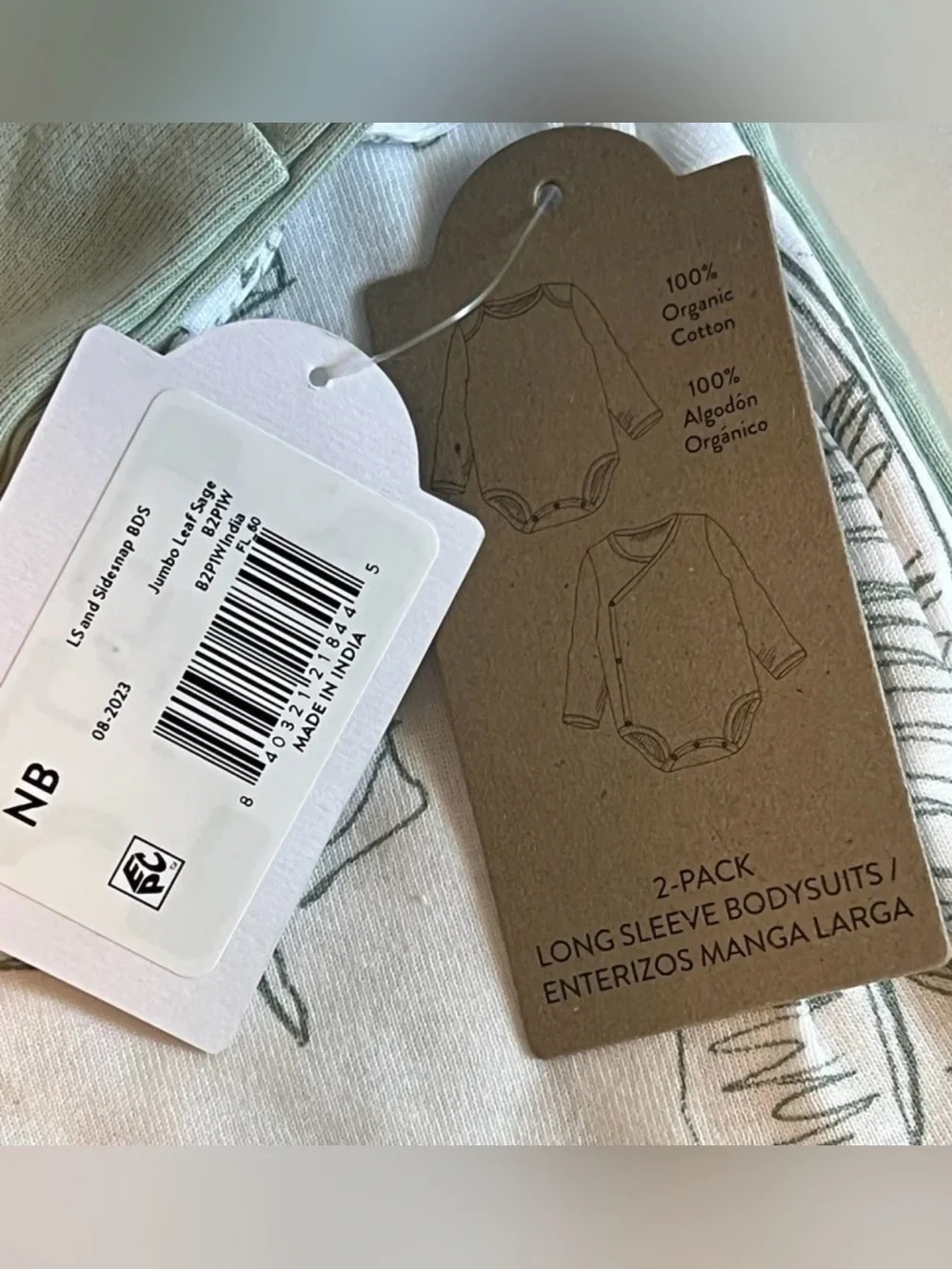 The Honest Company Newborn Gender Neutral 2 Pc Onesie Set Long Sleeves NWT